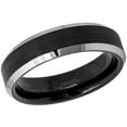 thumbnail image 2 of 2-Tone Tungsten Wedding Ring - Band for Mens & Womens- 6mm Beveled Edge Tungsten Ring - Black IP Tungsten Band, 2 of 3