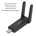 thumbnail image 3 of Card Adapter, Driver Free Double Antenna 1300Mbps USB WiFi Adapter  For PC, 3 of 8