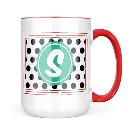 

Neonblond Monogram S Black White Polka Dots Mug gift for Coffee Tea lovers