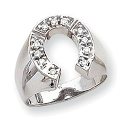 Diamond Ring Mounting - 14k White Gold Polished Mens Diamond Horseshoe Ring Mounting