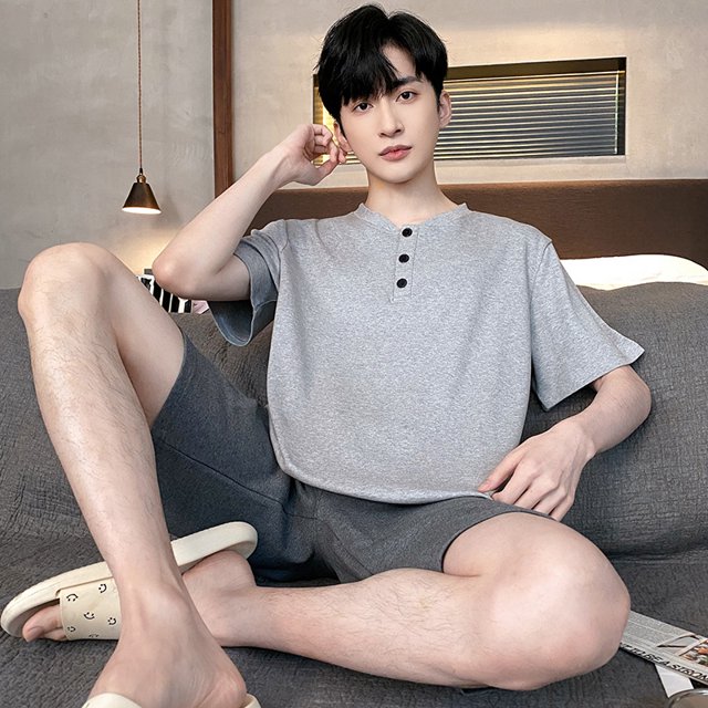 Ropa de salón de talla grande para hombre, pijamas de algodón a la moda, conjunto Pj de manga corta, ropa de casa estampada a cuadros con estilo, ropa de dormir 3xl 4xl de verano