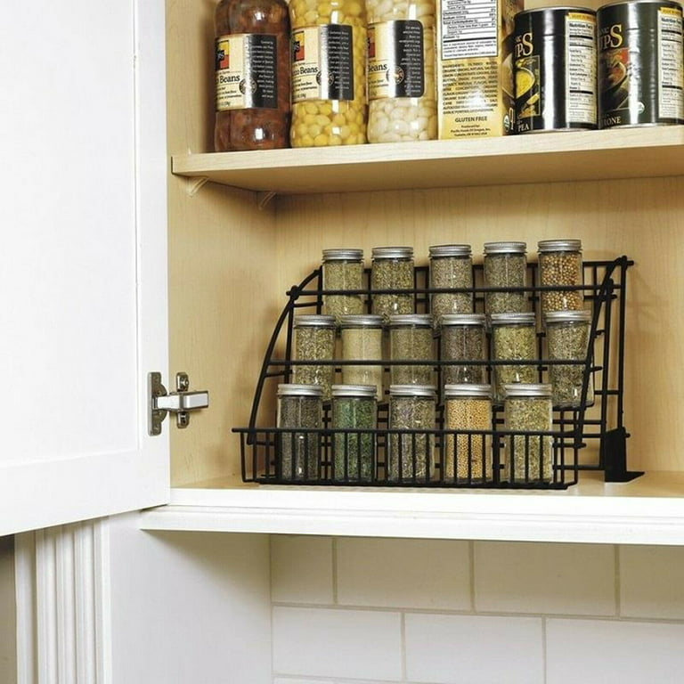 Pull Down Spice Racks Organizer, 3-Tier Retractable Metal Spice Organizer  for Cabinet, Pull Out Seasoning Organizer Spice Storage for Kitchen/Pantry,  Spice, Herbs- Black 