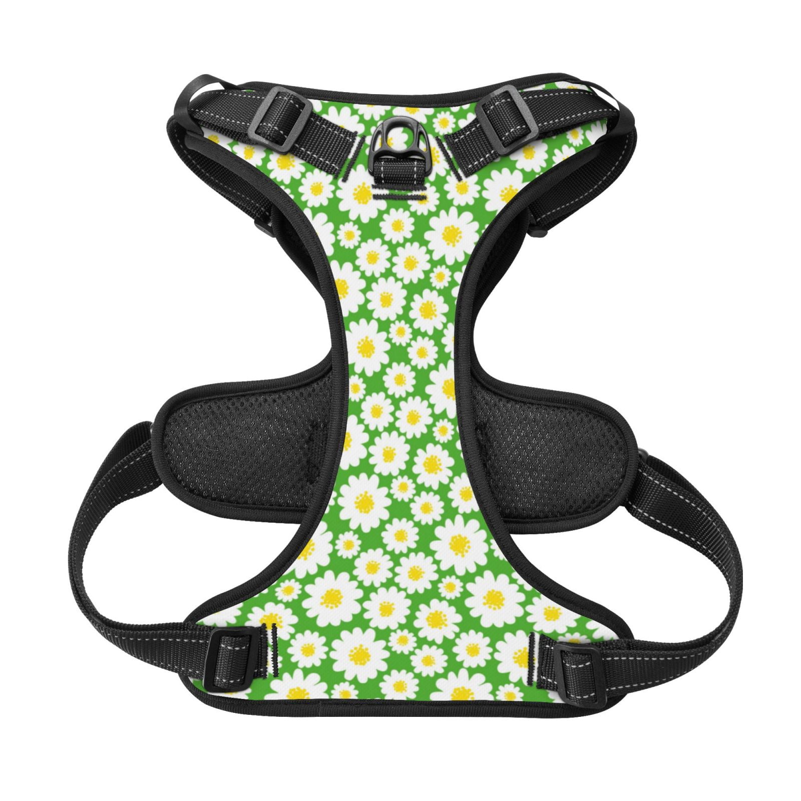 Kdxio Daisies Flowers Print No Pull Dog Harness Adjustable Reflective Oxford Easy Control Medium Large Dog Harness for Training and Everyday-X-Large
