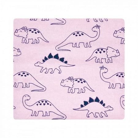 Hudson Baby Infant Girl Cotton Flannel Receiving Blankets, CuteASaurus, One Size