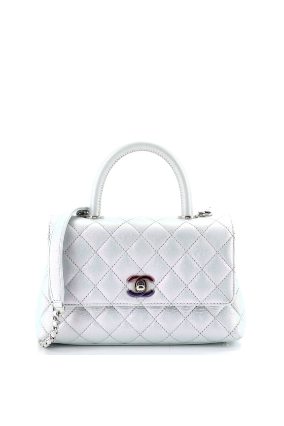 Pre-Owned Coco Top Handle Bag Quilted Iridescent Caviar with Gradient Hardware Mini By Rebag