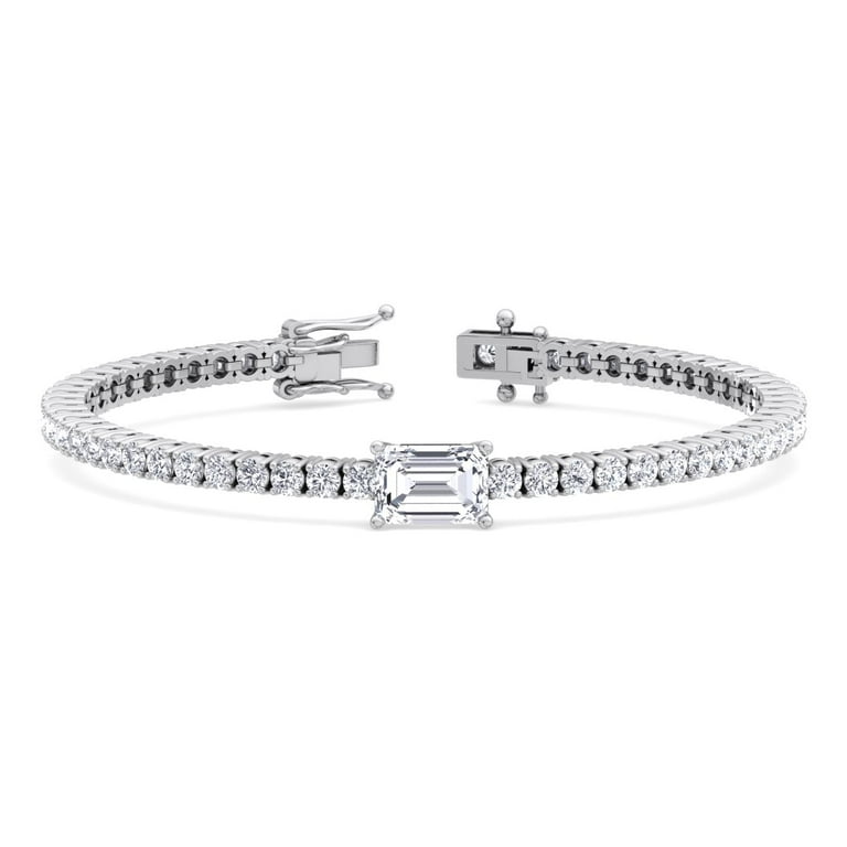 Saint Tropez 7 Carat Total Emerald Cut Center Stone Diamond Tennis Bracelet