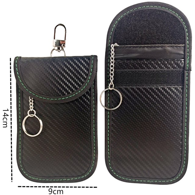 Faraday Bag for Key Fob(2 Pack), Faraday Cage Protector, Car RFID Signal Blocking Key Fob Protector, Double-Layers of Shielding Carbon Fiber Material Anti-Theft Faraday Pouch