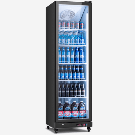 Yeego 12.36 Cu.Ft Commercial Beverage Refrigerator Cooler, Glass Door Display Merchandiser Drink Fridge with Dual LED, 32-50°F Temp Control, Restaurant Bar Convenience Store
