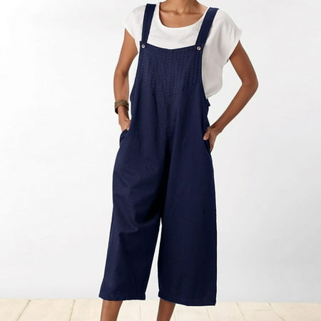

SELONE Jumpsuits for Women Dressy Rompers for Women Casual Sleeveless Summer Fashion Solid Camis Suspender Jumpsuit for Everyday Wear Running Errands Going to Work Casual Event Dark Blue XXXXL