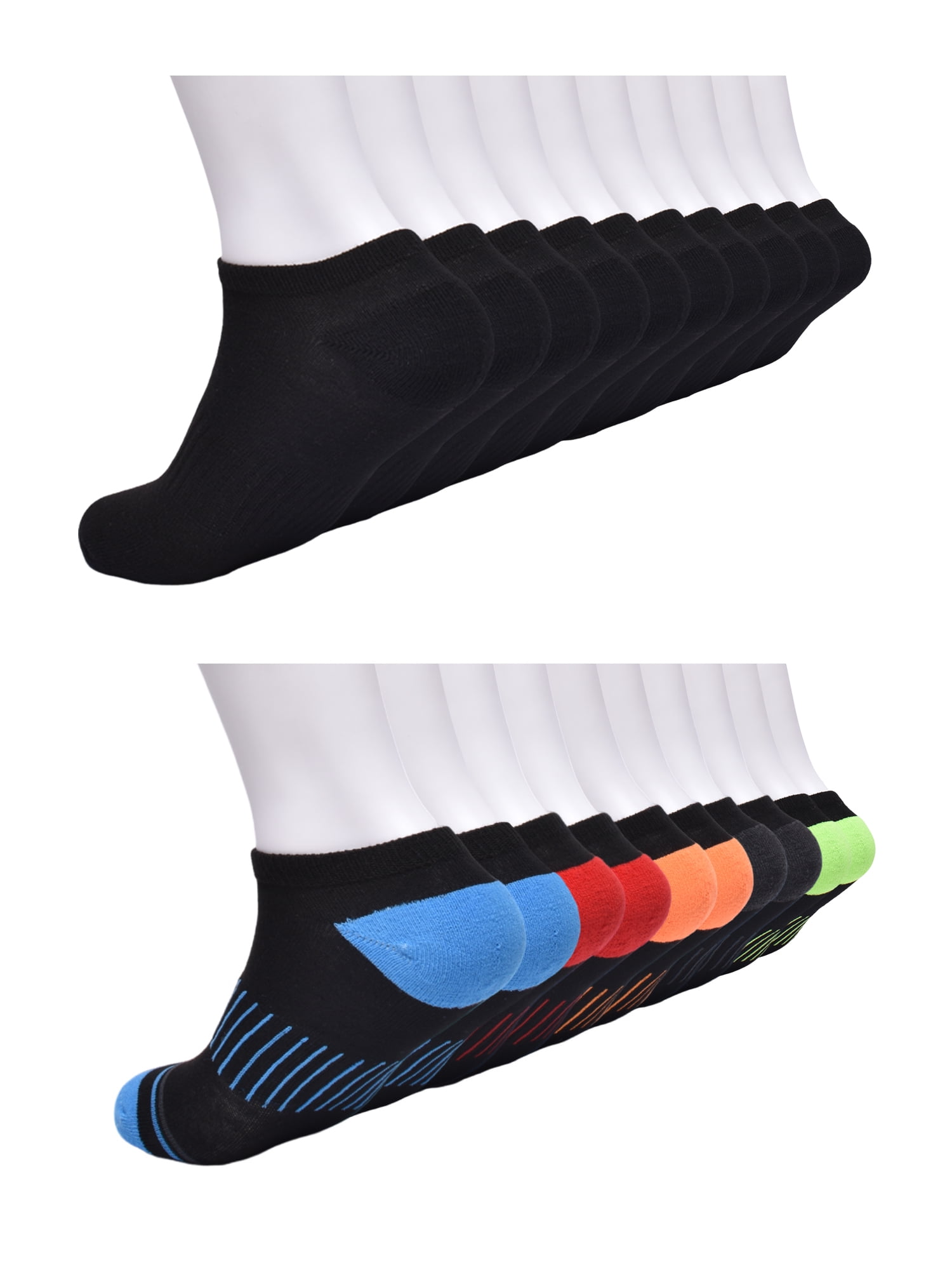 Wonder Nation Boys No Show Socks, 20-Pack, Sizes S (6-10.5) - L (4-10)