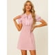 thumbnail image 4 of Vestido de Trabajo Elegante Allegra K Cuello Ojo de Cerradura Manga Abullonada Rosa L, 4 of 6