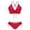 Red, variant on AHTJRT 2 Piece Bikini Sets for Women V Neck Cutout Crisscross Bathing Suits with Adjustable Straps Lace up High Cut Tie Side Thong Swimsuit Blue M