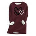 thumbnail image 2 of WREESH Womens Fall Winter Fleece Lined Pullover Plus Size Crewneck Sweatshirts Heart Printed Shirt Thickened Plush Warm Blouses Long Sleeve Tunic Tops Loungewear Wine, 2 of 5