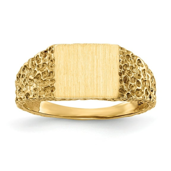 14K Yellow Gold Ring Band Signet 7.0x8.0mm Open Back