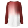 thumbnail image 5 of Royisotas Striped Gradient Color Tops for Women Long Sleeve Flounce Casual Fall and Winter Wine Women's Blouse Raglan Sleeve Crew Neck Loose Tshirt, 5 of 5