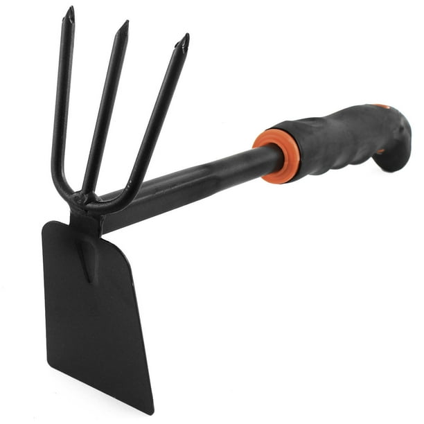 Unique Bargains Rubber Handle Combining 3teeth Rake and Hoe Garden Tool