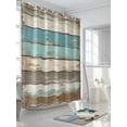 thumbnail image 3 of Farmhouse Blue Grey Brown Shower Curtain Set, Waterproof Shower Curtains for Bathroom, Vintage Ombre Wooden Washable Fabric Cloth Bath Curtain for Bathtub Decoration with Hooks 60x72 Inches, 3 of 6