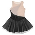 thumbnail image 4 of Yruioon Kids Girls Round Neck Mesh Splice Figure Ice Skating Dress Gymnastics Leotard Sleeveless Black 14, 4 of 7