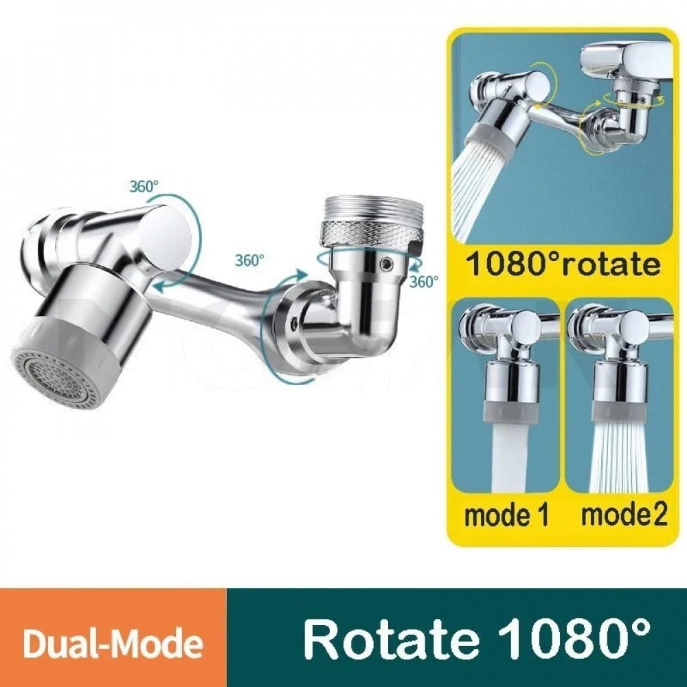 1080° Swivel Faucet Extender – Rotating U-Shaped Aerator Adapter With 2 Spray Modes, Fits 22mm Inner Thread Kitchen Faucets – Alloy & Stainless Steel