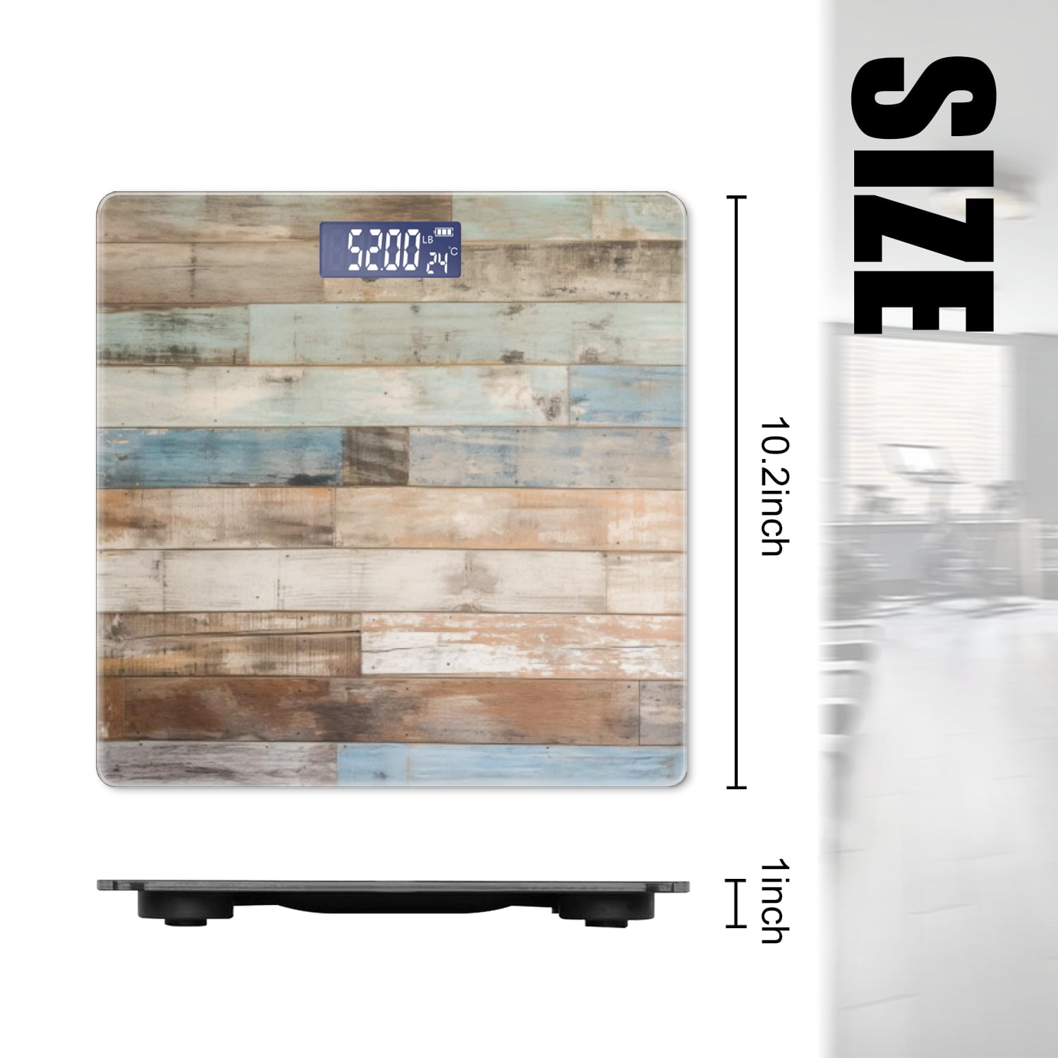 High Precision Body Weight Scale Smart Bathroom Scales with Large LCD Display(400lbs),Decorative for Bedroom-Rustic Wooden Wall With Weathered And Distressed Planks