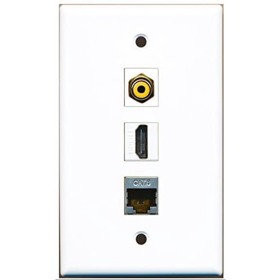 RiteAV - 1 Port HDMI and 1 Port RCA Yellow and 1 Port Shielded Cat6 Ethernet Wall Plate
