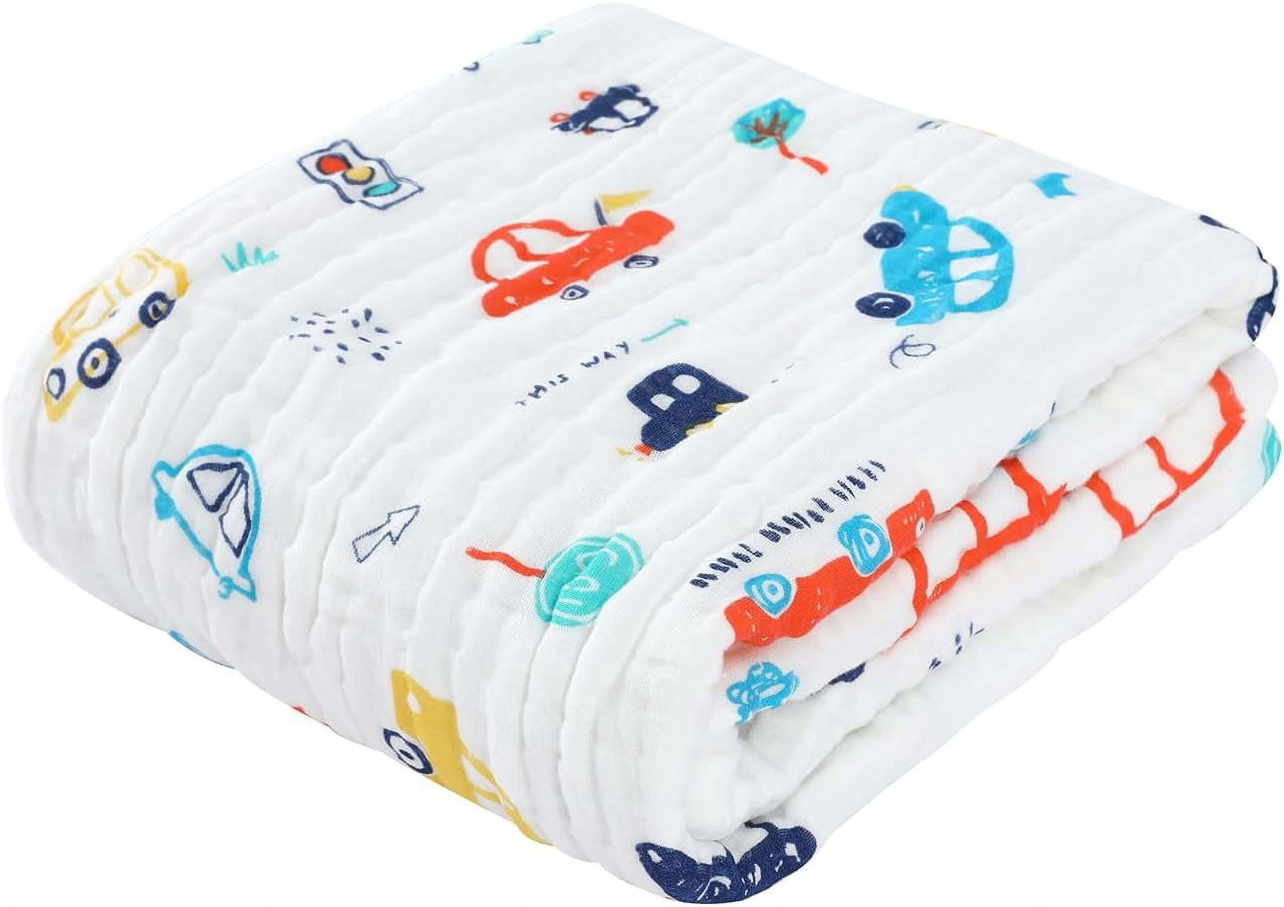 Pio Dino Baby Muslin Bath Towel (Kit w/ 3 units) 41.33" x 39.37'' White/Colorful