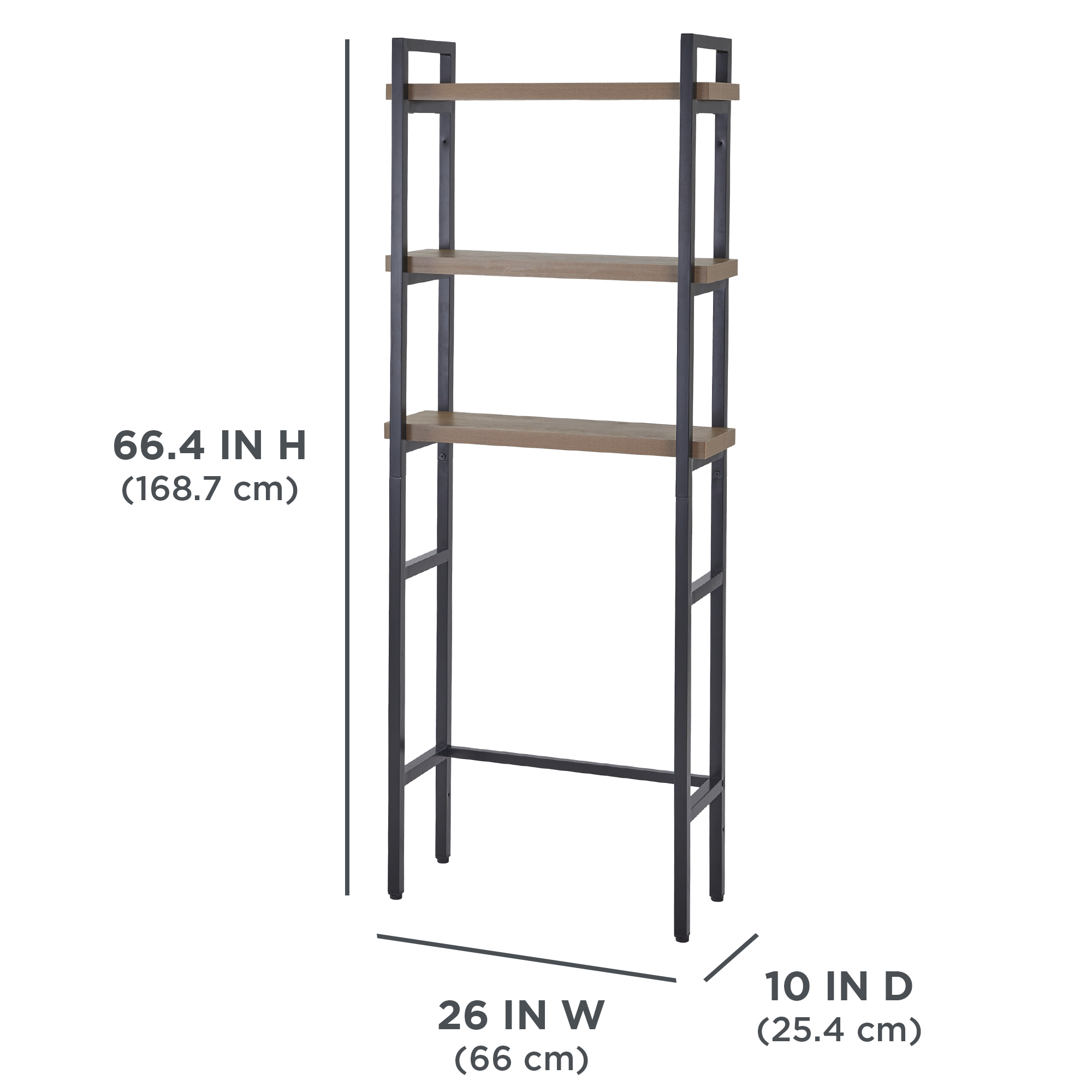 Better Homes & Gardens Jace 3-Shelf Over the Toilet Space Saver, Black ...