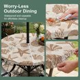 thumbnail image 5 of Round Outdoor Tablecloth with Umbrella Hole and Zipper, Brown Coastal Summer Tablecloth with Elastic Waterproof, Coral Shell Starfish Nautical Retro Patio Table Covers for 45" - 54" Pool Tables, 5 of 9