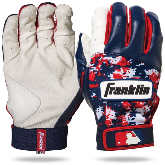 Franklin Sports Digitek Batting Gloves, White/Navy/Red, Adult XLarge