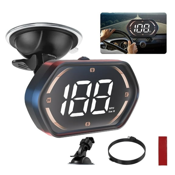 LC-dolida GPS Speedometer, Head Up Display with Overspeed Alarm, Auto Dimming, Compass, Atmosphere Light, 10Hz Refresh Rate, for All Vehicles (Gold)