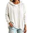 thumbnail image 2 of Womens Sweaters with Hood Long Sleeve Knit Warm Oversized Casual Fall Winter Pullover Sweaters White M, 2 of 9