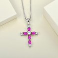 thumbnail image 2 of Divine_creation 2.20 Ctw Pear Cut Red Ruby Womens Cross Pendant 14K White Gold Plated 925 Sterling Silver, 2 of 2