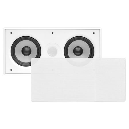 PYLE PDIWCS56 - In-Wall / In-Ceiling Dual 5.25'' Center Channel Sound System, 2-Way, Flush Mount, White, Single (Best Center Channel Speaker 2019)