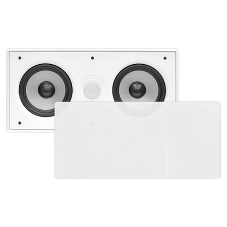 PYLE PDIWCS56 - In-Wall / In-Ceiling Dual 5.25'' Center Channel Sound System, 2-Way, Flush Mount, White, Single (Best Small Center Speaker)