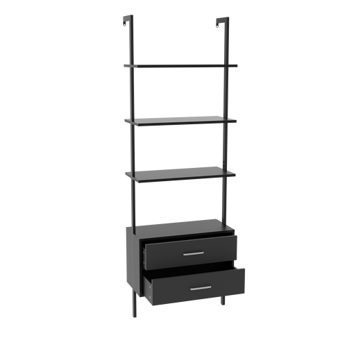 Zeeyh Ladder Bookcase with 2 Drawers, 4 Tier Open Shelves, Accent