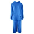 thumbnail image 4 of Scyoekwg Two Piece Outfits Women Sweatsuit Fall Outfits Hooded Long Sleeve Sweatshirt Jogger Sweatpant Casual Matching Outfits Two Piece Set Fashion Outfits Sets (Blue,L), 4 of 4