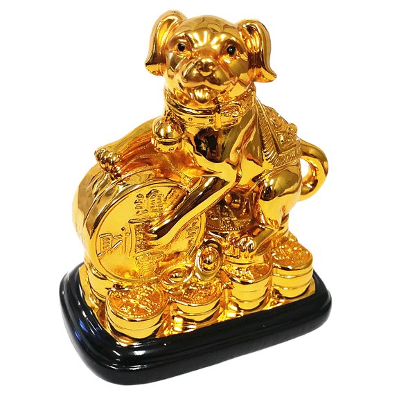 Feng Shui Good Fortune Zodiac Holding Money Coin Statue Figurine Decoration for Wealth Luck