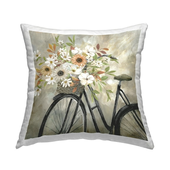Stupell Industries Country Floral Bicycle Decorative Printed Throw Pillow Design by Nan.