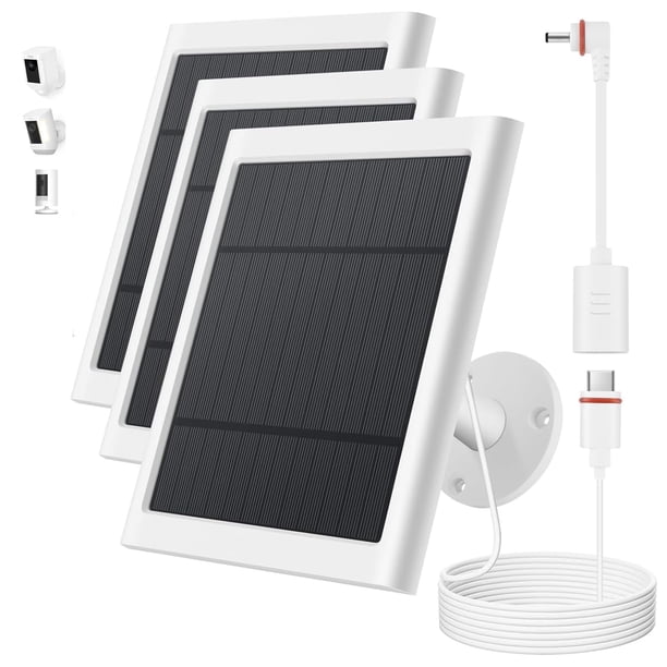 Cargador de panel solar Paodekua de 4 W, paquete de 3 con cable de 10 pies para anillo