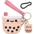 thumbnail image 1 of Linda funda para Airpod Pro con llavero, diseño de té de leche Boba rosa femenino, compatible con Airpods Pro, funda de carga para mujeres y niñas, 1 of 5
