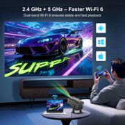 ZDSSY HY320 WiFi and Bluetooth Native 1080 FHD Support 4K LED Smart Projector, Black, 1 Count
