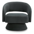 thumbnail image 3 of CHITA Swivel Fabric Accent Chair with Open Back&Wood Base,Modern Armchairs for Living Room Bedroom,Dark Gray, 3 of 9