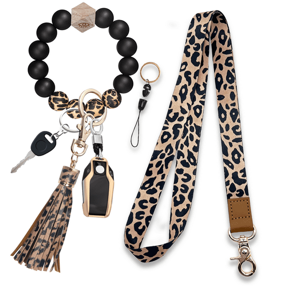 Neck Lanyard for Keys, Wristlet Keychain Bracelet with Key Ring, ID Badge Holder, Gift for Teacher, Women, Men