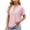 Pink, variant on Lovskoo 2024 Summer Tops for Women Trendy Solid Color V-Neck Hollow Out Recreational Short Sleeve Tops Blouse White