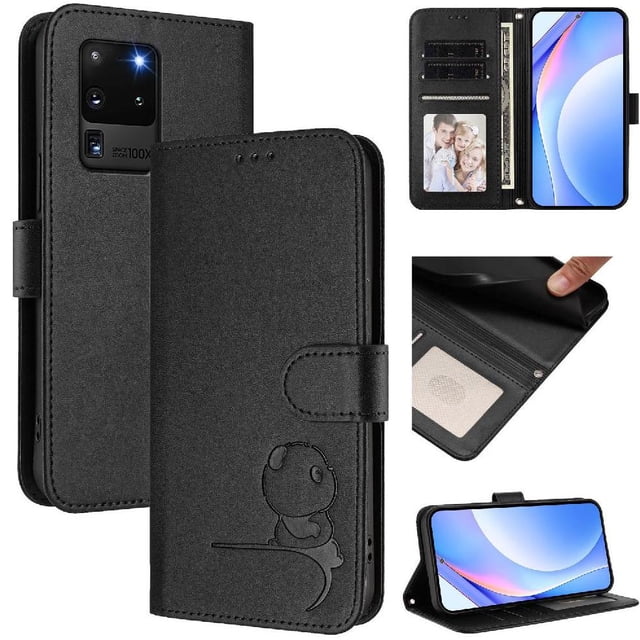 Étui à Rabat pour Samsung Galaxy S20 Ultra avec Fermoir Magnétique Bloquant RFID, 3 Emplacements pour Cartes et Fonction Support