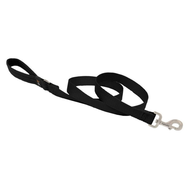 Correa para perros Lupin de 2,5 cm de ancho, negra, 2,2 m, con asa acolchada