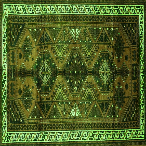 Ahgly Company Indoor Square Persian Green Traditional Area Rugs, 7' Square