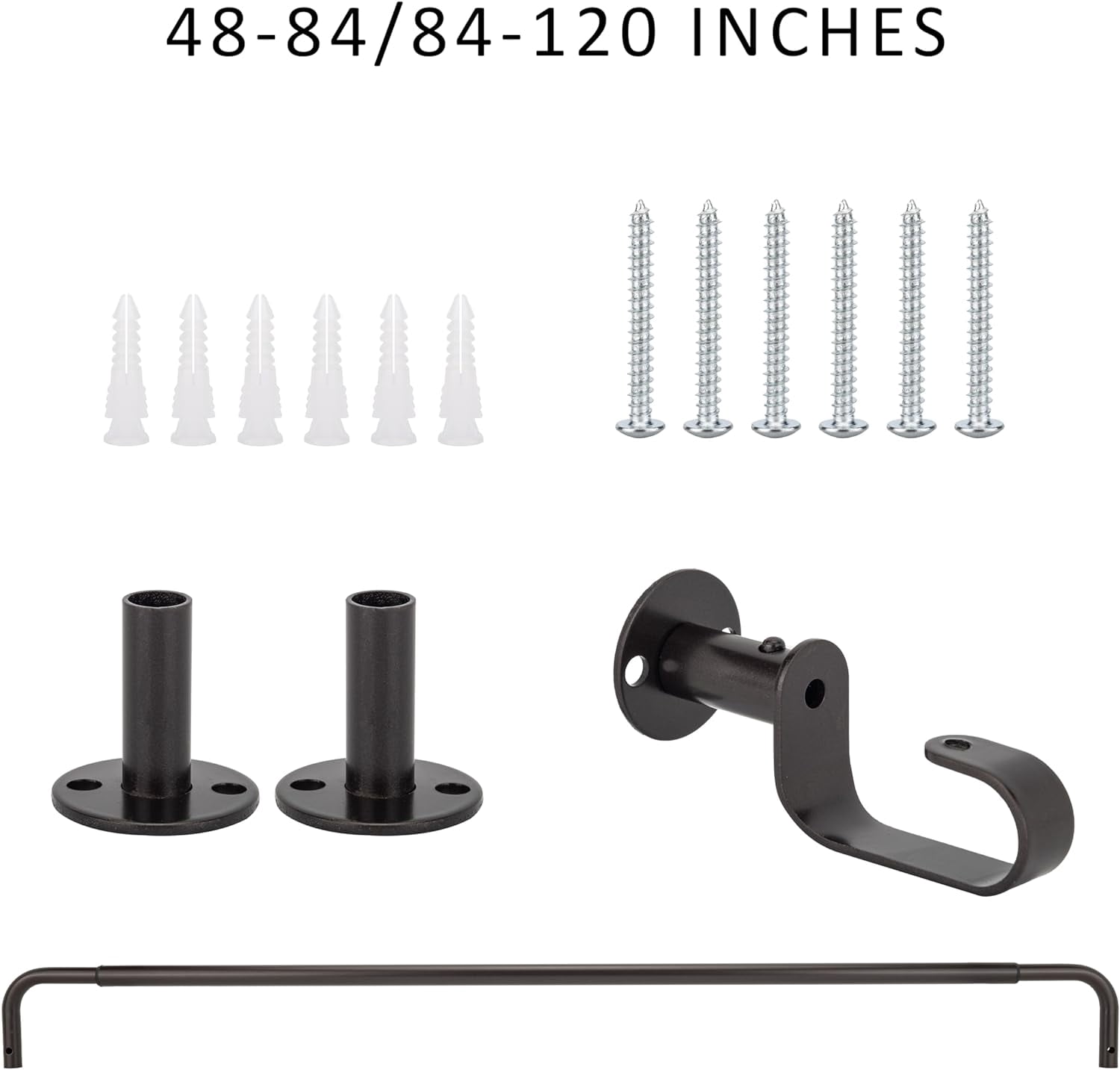 eTeckram Energy Saving Wrap Around Blackout Return Adjustable Window Curtain Metal Rod Set, 5/8 inch Diameter,48"-84",Oil-rubbed Bronze
