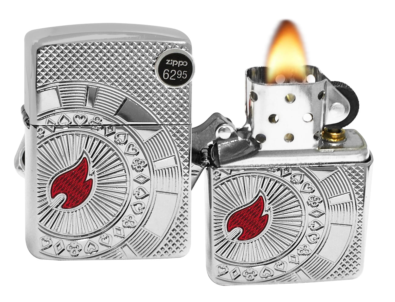Zippo 49058 Poker Chip Flame High Polish Chrome Lighter New in Box