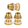 thumbnail image 3 of Solid Brass Bulkhead Fitting, 3 Sets 3/8 Inch Female 1/2 Inch Male Solid Brass Water Tank Connector Threaded with Ring, 3 of 7